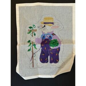 Farmer Rabbit In The Garden hand-painted needlepoint canvas by Cindy, # 1150